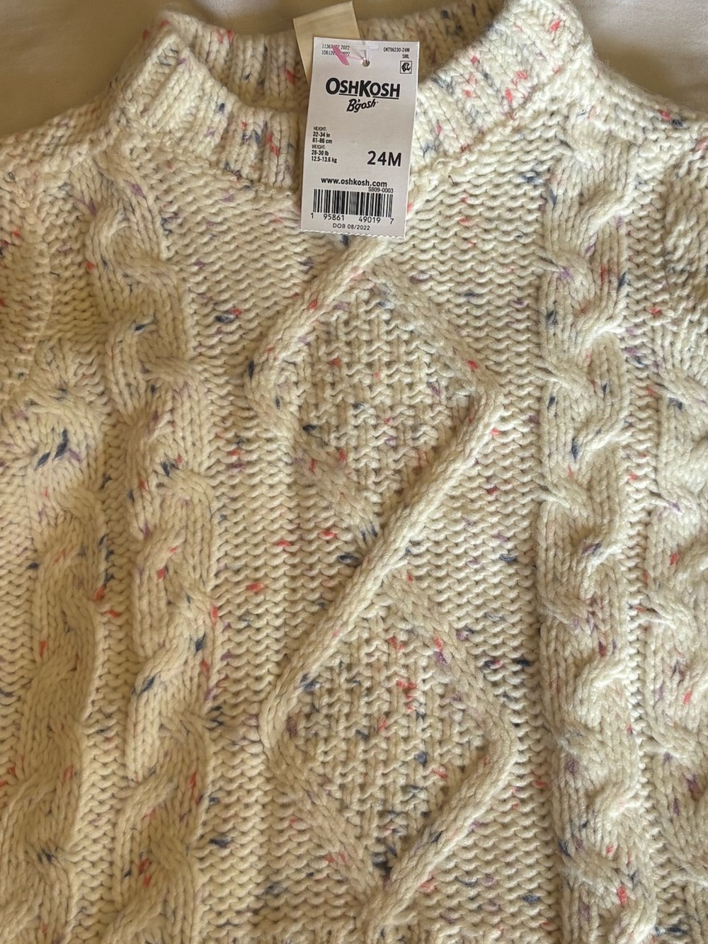 OshKosh B'gosh white Speckled Cable Knit Sweater
